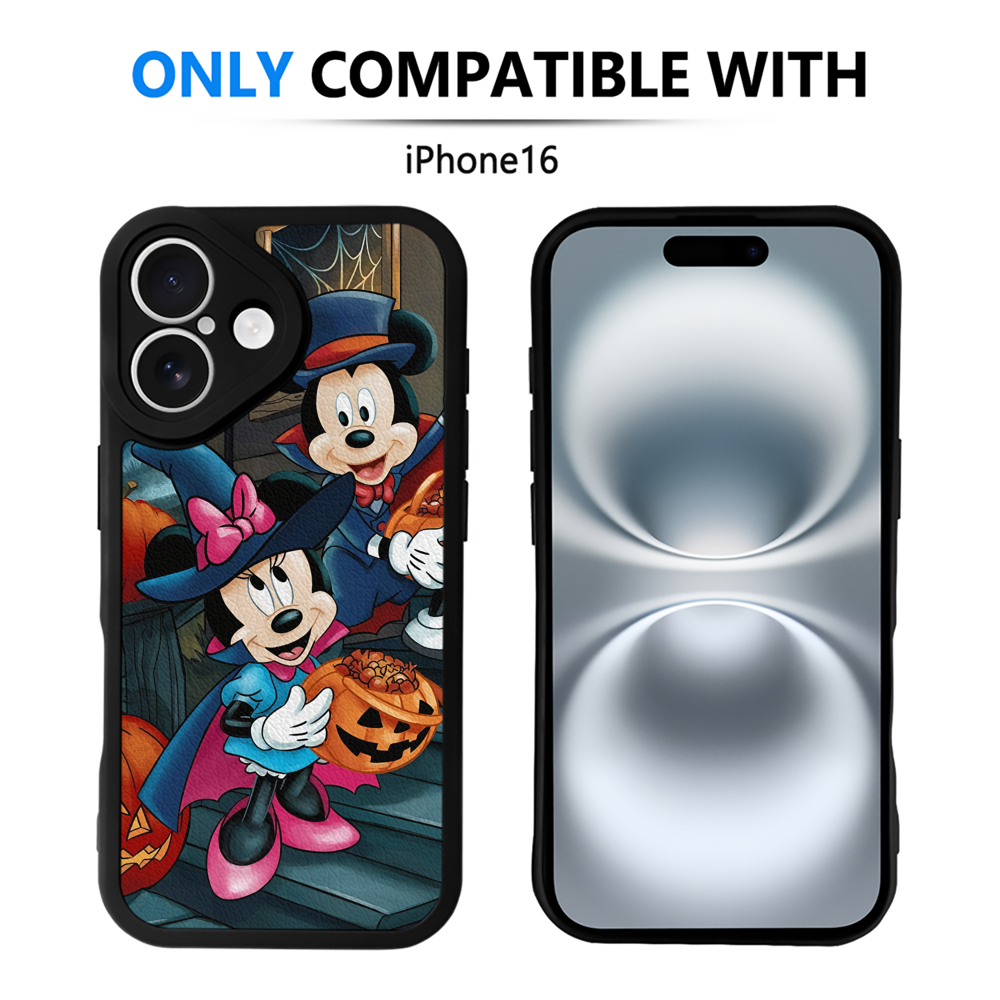 （画像用） ミッキーマウス Mickey Mouse 【iPhone 16シリーズ対応】シリコンスマホケース（レザー調） 材質：シリコン